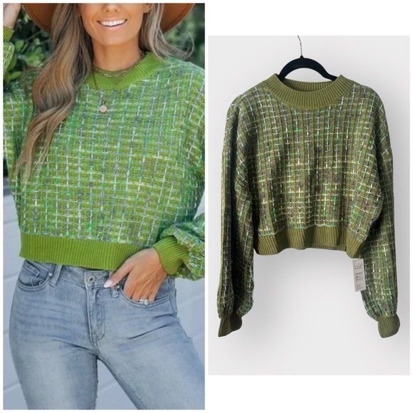 Cupshe Sweaters - NEW Cupshe Rainbow Stitching Drop Sleeve Semi-cropped Sweater Size Small